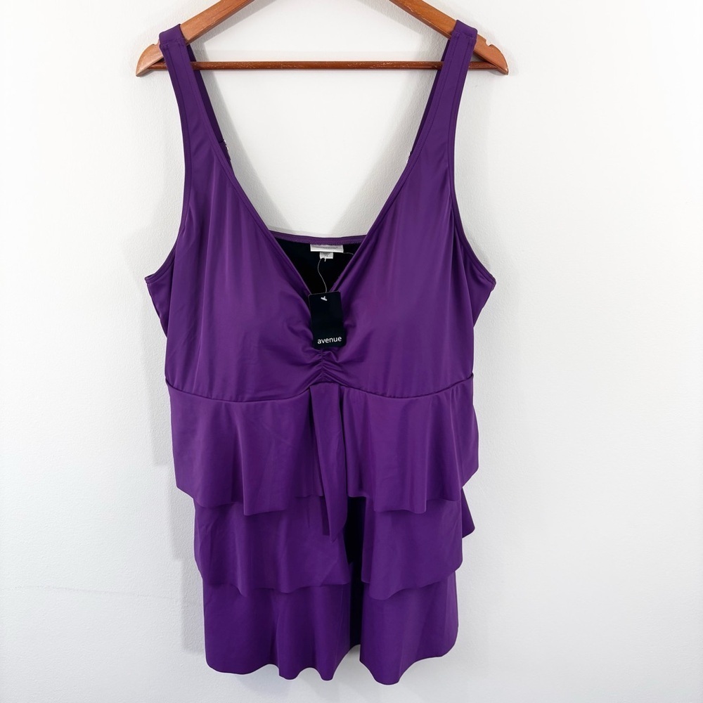 NWT Avenue ruffled purple tankini top